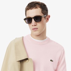 Pull coton uni col rond LACOSTE