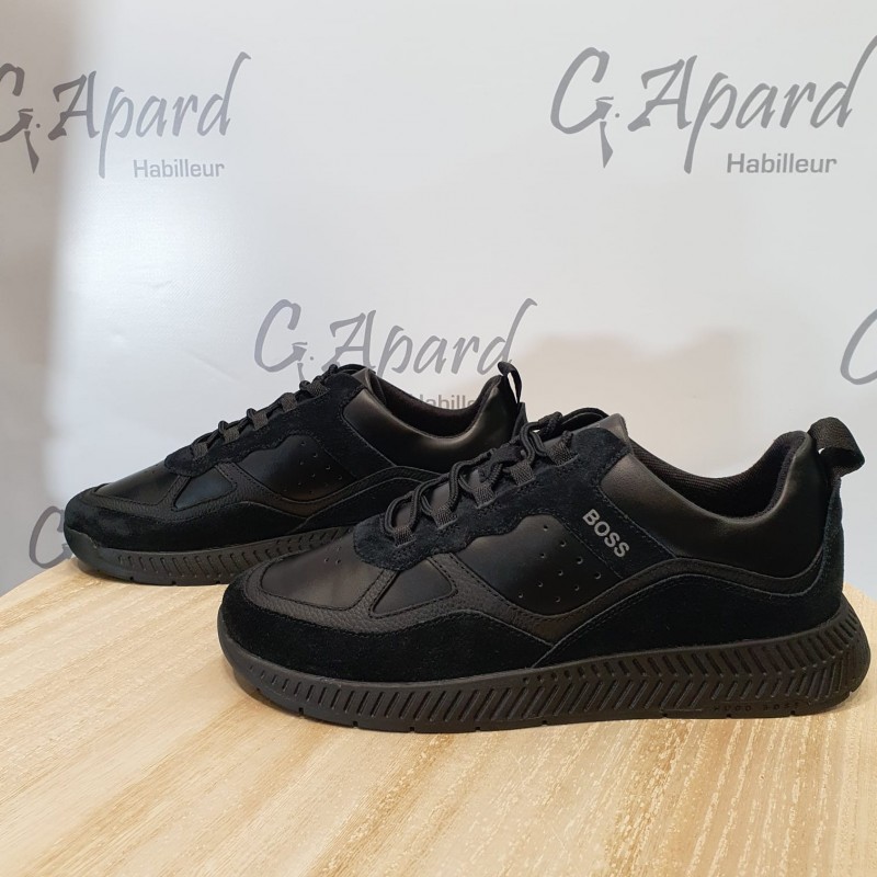 Sneakers en bi-matière semelle gomme HUGO BOSS Couleur NOIR Pointure 39