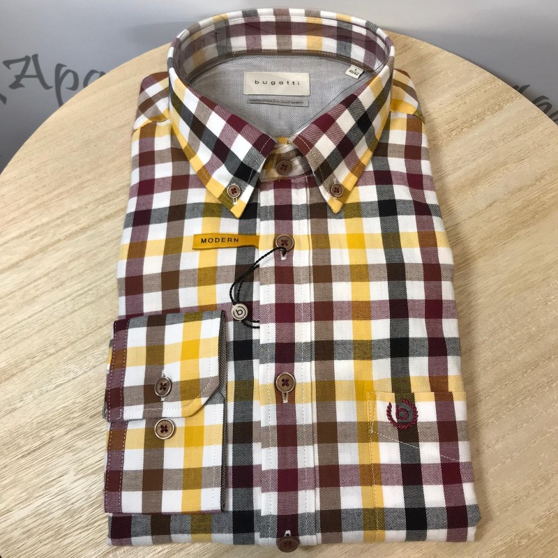 chemise décontractée à carreaux bugatti