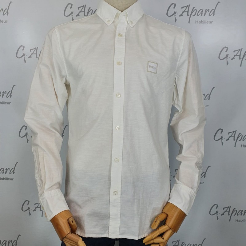 Chemise Slim Fit en coton Oxford à patch logo jacquard HUGO BOSS