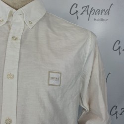Chemise Slim Fit en coton Oxford à patch logo jacquard HUGO BOSS