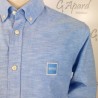 Chemise Slim Fit en coton Oxford à patch logo jacquard HUGO BOSS