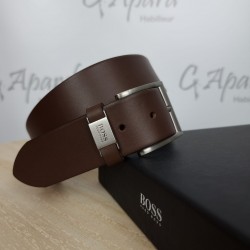 Ceinture en cuir au tannage végétal avec passant à logo HUGO BOSS