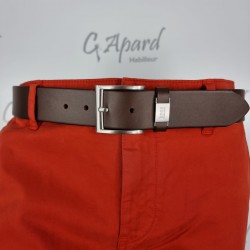 Ceinture en cuir au tannage végétal avec passant à logo HUGO BOSS