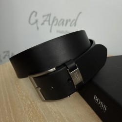 Ceinture en cuir au tannage végétal avec passant à logo HUGO BOSS