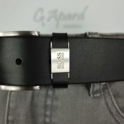 Ceinture en cuir au tannage végétal avec passant à logo HUGO BOSS