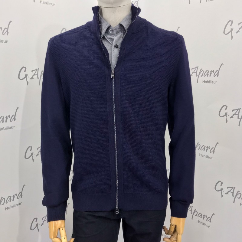 CARDIGAN EN MAILLE DE LAINE VIERGE ET DE COTON HUGO BOSS