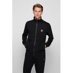 VESTE EN MOLLETON DE COTON AVEC PATCH LOGO TISSÉ HUGO BOSS