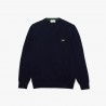 Pull à col V en coton biologique uni LACOSTE
