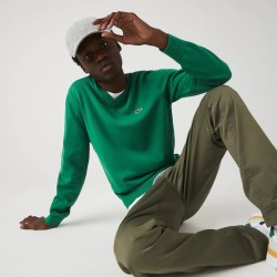 Pull à col V en coton biologique uni LACOSTE