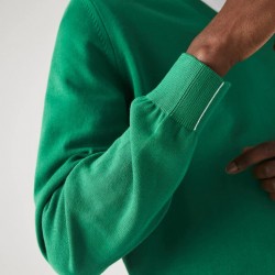 Pull à col V en coton biologique uni LACOSTE