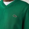 Pull à col V en coton biologique uni LACOSTE