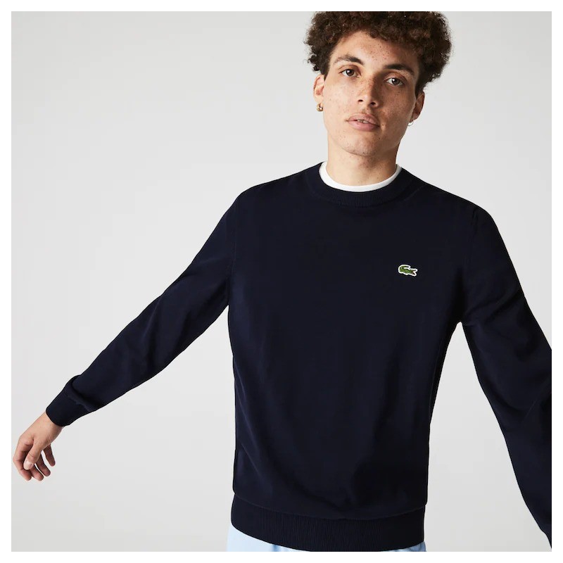 Pull à col rond en coton biologique uni LACOSTE