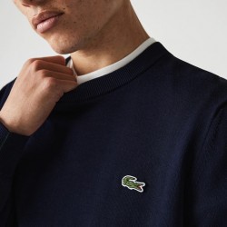 Pull à col rond en coton biologique uni LACOSTE