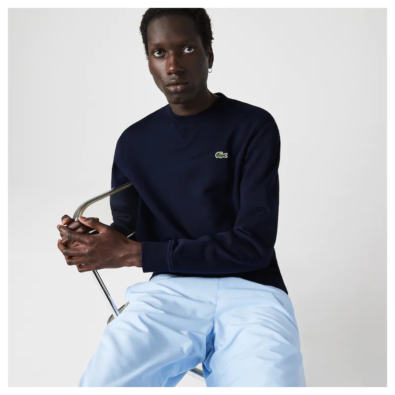 Sweatshirt en molleton de coton mélangé uni LACOSTE Sport