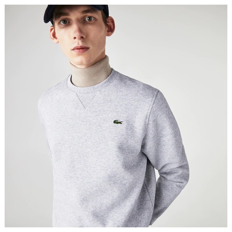 Sweatshirt en molleton de coton mélangé uni LACOSTE Sport