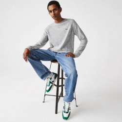 Pull à col rond en coton rayé LACOSTE