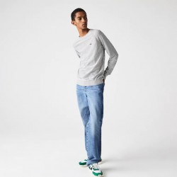 Pull à col rond en coton rayé LACOSTE