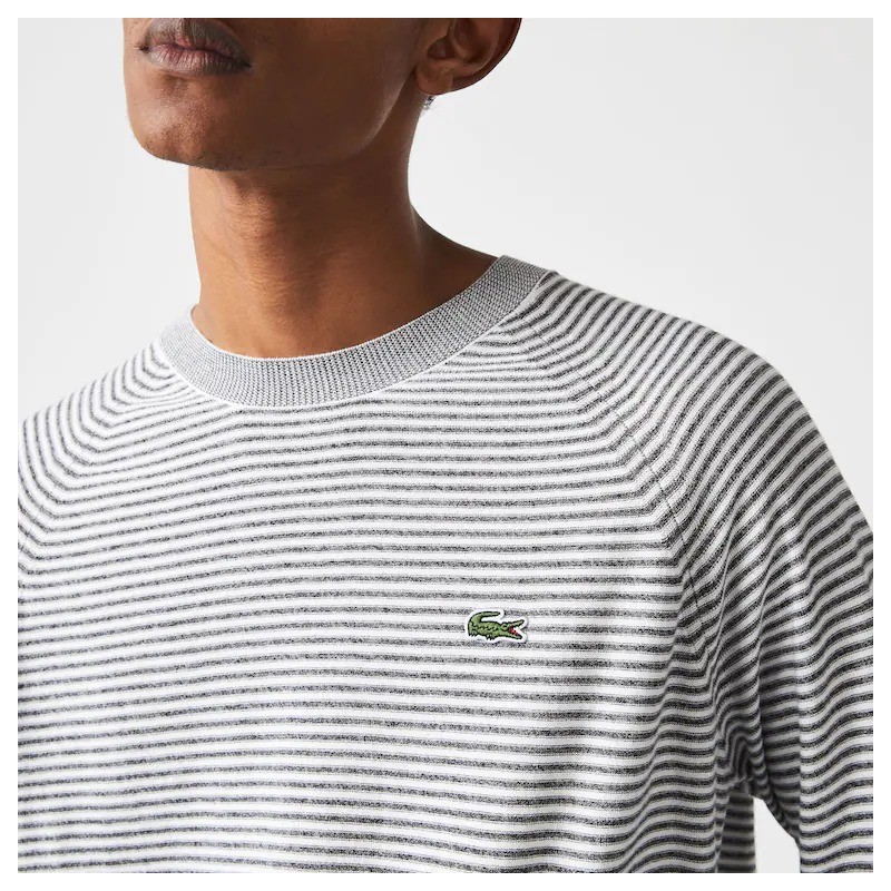 Pull à col rond en coton rayé LACOSTE