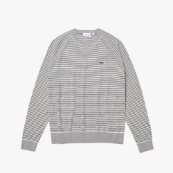 Pull à col rond en coton rayé LACOSTE