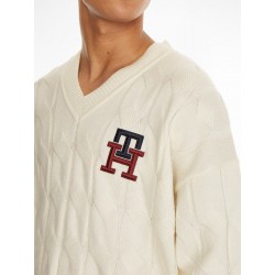 Pull en maille torsadée style cricket TOMMY HILFIGER