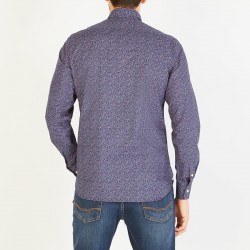 Chemise bleu marine à motif fleuri rose EDEN PARK