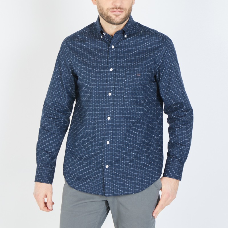 Chemise bleu foncé à micro-motifs exclusifs EDEN PARK