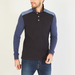 Polo bleu foncé à manches...