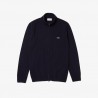 Cardigan zippé à col montant en laine unie LACOSTE