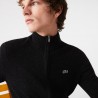 Cardigan zippé à col montant en laine unie LACOSTE