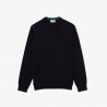 Pull à col V en laine mérinos unie LACOSTE