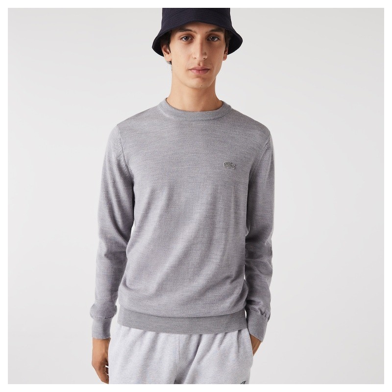Pull à col rond en laine mérinos unie LACOSTE