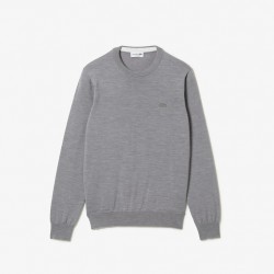 Pull à col rond en laine mérinos unie LACOSTE