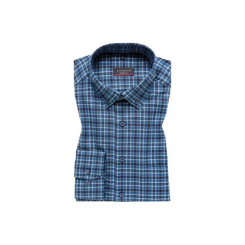 Chemise Modern en coton sergé à carreaux ETERNA