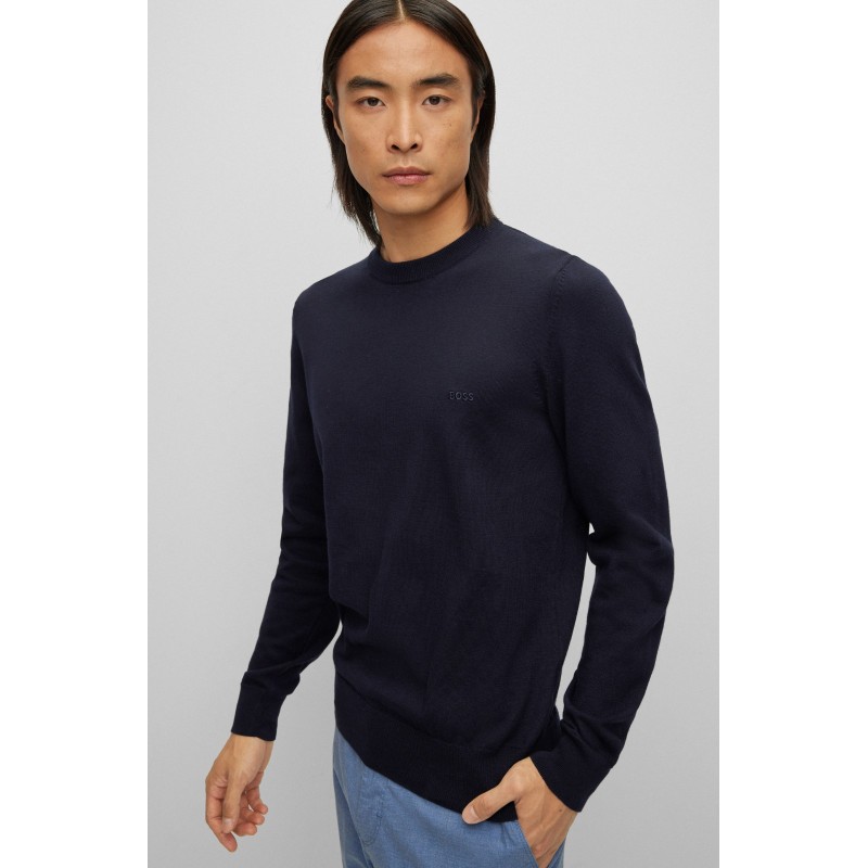 Pull regular fit col rond en coton HUGO BOSS
