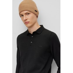 Bonnet en laine vierge avec patch HUGO BOSS