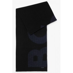 Echarpe en coton mélangé avec logo structuré HUGO BOSS