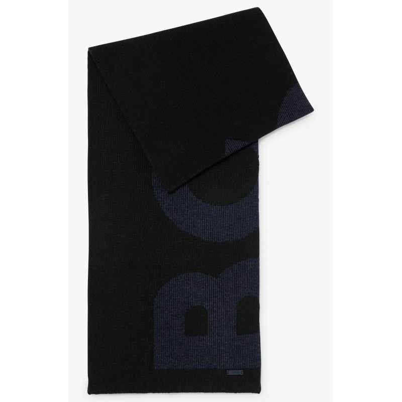 Echarpe en coton mélangé avec logo structuré HUGO BOSS