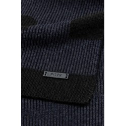 Echarpe en coton mélangé avec logo structuré HUGO BOSS