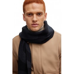 Echarpe en coton mélangé avec logo structuré HUGO BOSS