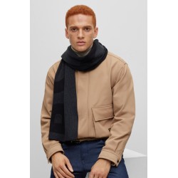 Echarpe en coton mélangé avec logo structuré HUGO BOSS
