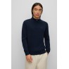 Pull en laine vierge à col zippé et logo brodé HUGO BOSS
