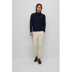 Pull en laine vierge à col zippé et logo brodé HUGO BOSS
