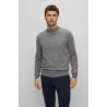 Pull en laine vierge à col zippé et logo brodé HUGO BOSS