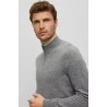 Pull en laine vierge à col zippé et logo brodé HUGO BOSS