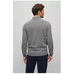 Pull en laine vierge à col zippé et logo brodé HUGO BOSS