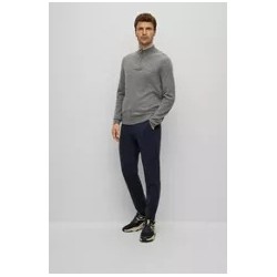 Pull en laine vierge à col zippé et logo brodé HUGO BOSS
