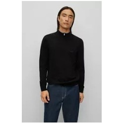 Pull en laine vierge à col zippé et logo brodé HUGO BOSS