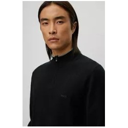 Pull en laine vierge à col zippé et logo brodé HUGO BOSS