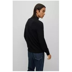 Pull en laine vierge à col zippé et logo brodé HUGO BOSS